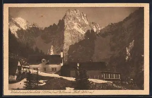 AK Vorderkaiserfeldenhütte, Blick gegen den Ellmauer Halt