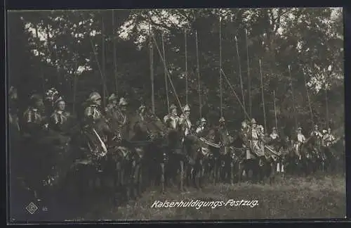 AK Kaiserhuldigungs-Festzug, Ritter zu Pferde