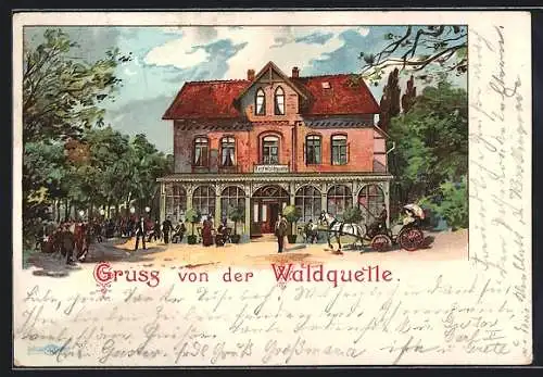 Lithographie Hildesheim, Restaurant Waldquelle, Inhaber F. Ulrich