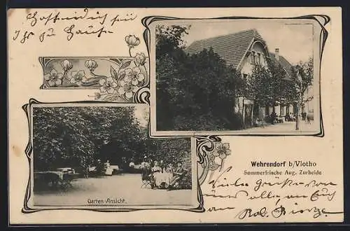 AK Wehrendorf b. Vlotho, Gasthaus August Zurheide, Garten