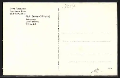 AK Bad Sooden-Allendorf, Hotel Werratal Fritz v. Velfen