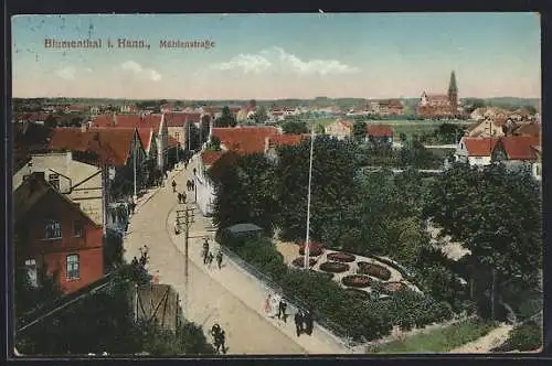 AK Blumenthal i. Hann, Mühlenstrasse aus der Vogelschau