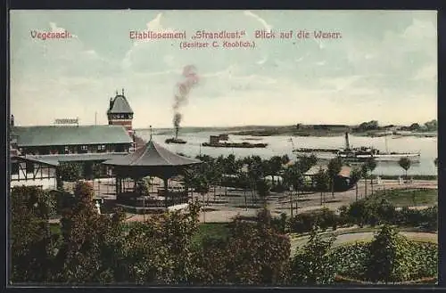 AK Vegesack, Etablissement Strandlust, Blick auf die Weser