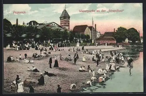 AK Vegesack, Weserpartie an der Strandlust