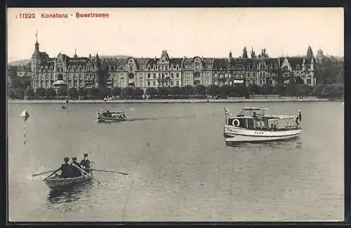 AK Konstanz, Seestrasse mit Boot Baden