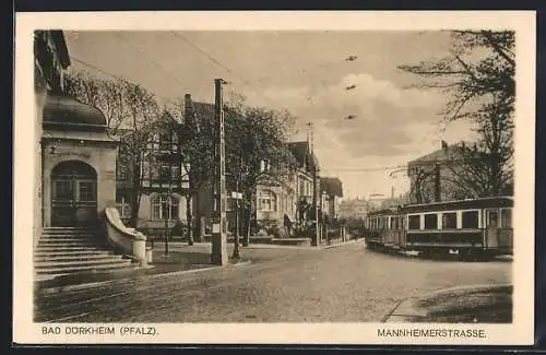 AK Bad Dürkheim /Pfalz, Strassenbahn in der Mannheimerstrasse