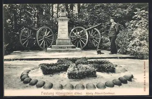 AK Königstein /Elbe, König Albert-Denkmal auf der Festung