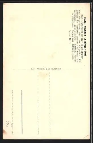 AK Bad Dürkheim an der Weinstrasse, Hotel Mappes Leininger-Hof