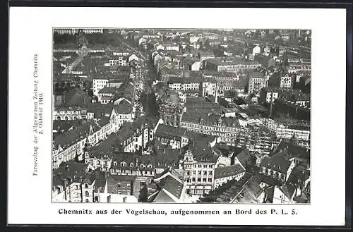 AK Chemnitz, Fliegeraufnahme, Teilansicht, aufgenommen von Bord des P.L. 5