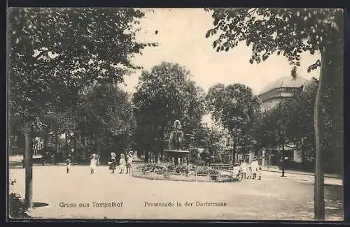 AK Berlin-Tempelhof, Promenade in der Dorfstrasse