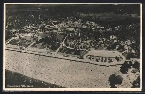 AK Berlin-Wannsee, Strandbad Wannsee vom Flugzeug aus