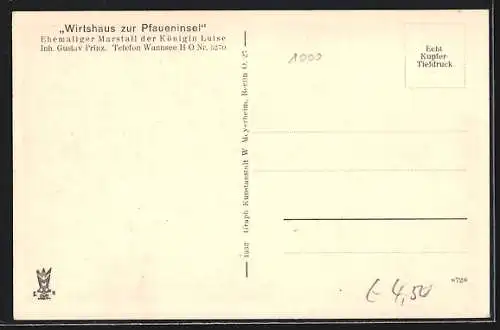 AK Berlin-Wannsee, Wirtshaus zur Pfaueninsel a. d. Havel