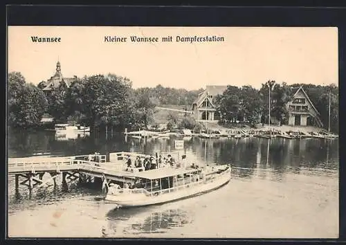 AK Berlin-Wannsee, Kleiner Wannsee mit Dampferstation