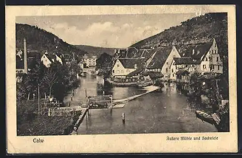 AK Calw, Äussere Mühle und Badwiese