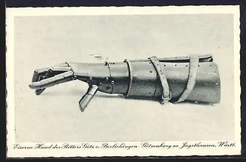 AK Eiserne Hand des Ritters Götz von Berlichingen in der Götzenburg zu Jagsthausen, Württ.