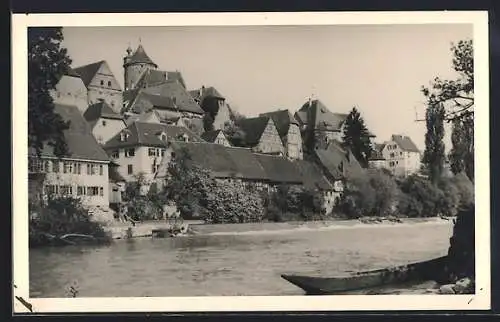 AK Besigheim, Uferpartie mit Boot