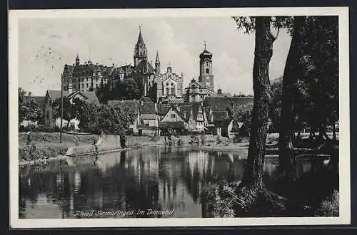 AK Sigmaringen, Schloss vom Donauufer gesehen