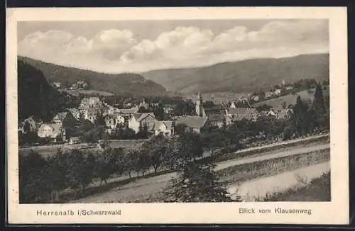 AK Herrenalb i. Schwarzwald, Blick vom Klausenweg auf den Ort