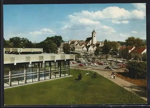 AK Nürtingen a. Neckar, Schwimmbad mit Parkplatz