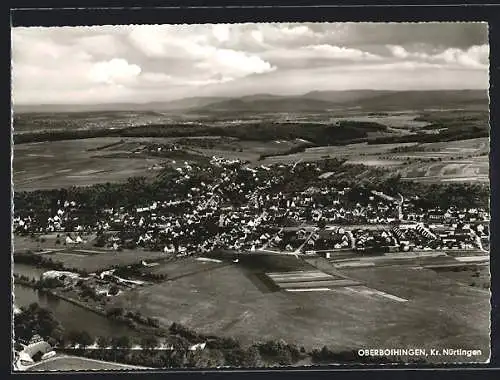 AK Oberboihingen /Nürtingen, Ortsansicht und Blick über die Umgebung vom Flugzeug aus