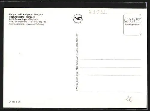 AK Gomadingen-Marbach, Gestüts-Gasthof Marbach, Bes. Fam. Eisenschmid