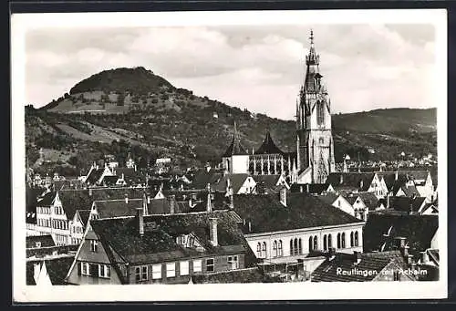 AK Reutlingen, Ansicht mit Achalm