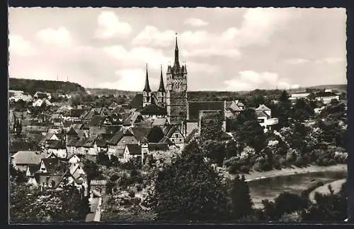 AK Bad Wimpfen a. Neckar, Teilansicht mit Kirche und Fluss