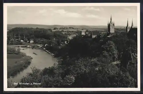 AK Bad Wimpfen a. Neckar, Teilansicht mit Fluss