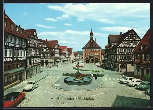 AK Schorndorf /Württ., Marktplatz mit Brunnen