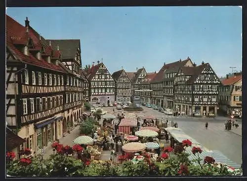 AK Schorndorf /Württ., Blick vom Rathaus auf den Marktplatz