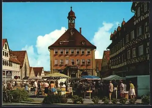 AK Schorndorf /Württ., Oberer Marktplatz mit Rathaus