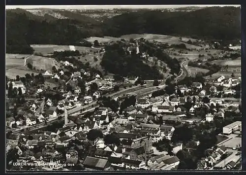 AK Lorch /Württ., Fliegeraufnahme von Ortschaft und Kloster