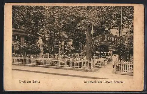 AK Berlin-Tiergarten, Gaststätte Zelt 4 / Löwenbrauerei-Ausschank, Gartenansicht von der Strasse