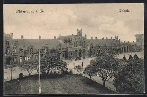 AK Oldenburg i. Gr., Alter Bahnhof aus der Vogelschau