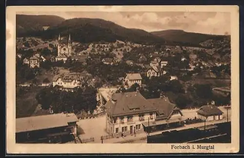 AK Forbach, Panorama mit Bahnhof