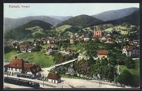 AK Forbach i. Murgtal, Teilansicht mit Bahnhof