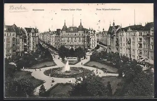 AK Berlin-Schöneberg, Victoria Luise-Platz mit Motz-u. Winterfeldstrasse aus der Vogelschau