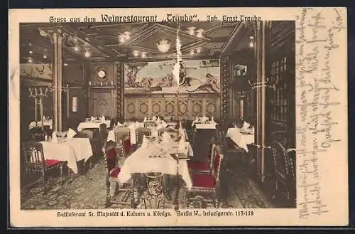 AK Berlin, Weinrestaurant Traube von Ernst Traube, Leipzigerstrasse 117-118, Innenansicht