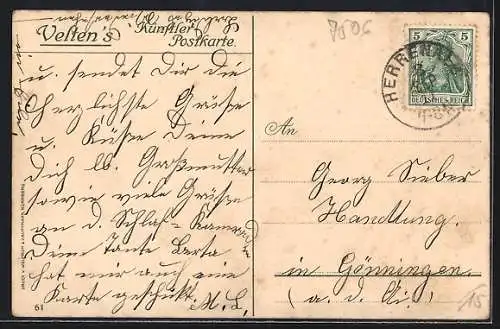 Künstler-AK K. Mutter: Herrenalb, Blick über die Dächer mit Kirche, Paradies