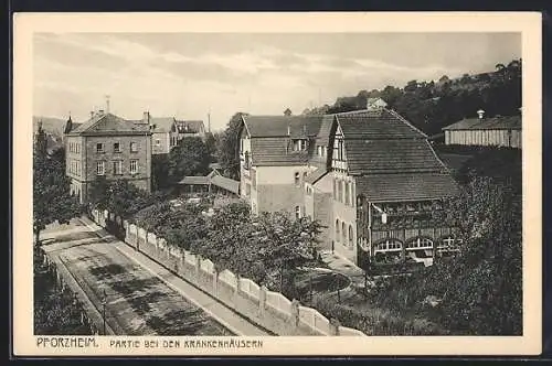 AK Pforzheim, Strassenpartie bei den Krankenhäusern