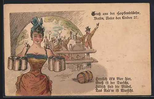 Lithographie Berlin, Gasthaus zur Hopfenblüthe, Unter den Linden 27