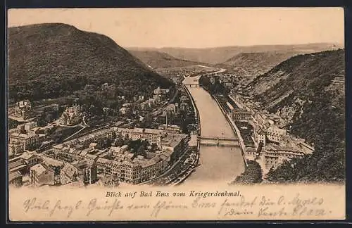 AK Bad Ems, Blick auf den Ort vom Kriegerdenkmal