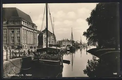 AK Oldenburg i. O., Hafen mit Kränen