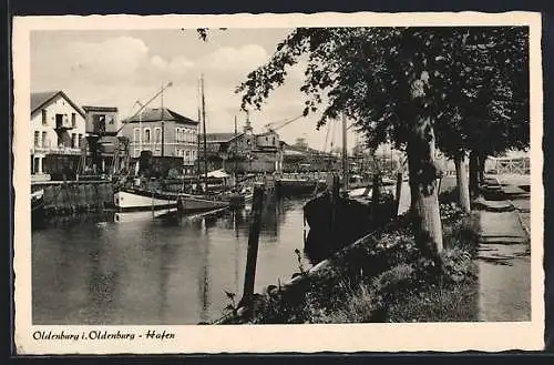 AK Oldenburg i. Oldenburg, Hafen mit Booten