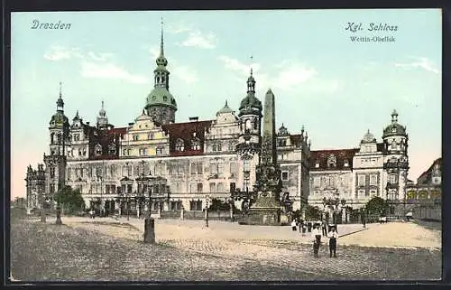 AK Dresden, Kgl. Schloss, Wettin-Obelisk