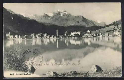 AK St. Moritz-Bad, Blick auf den Ort