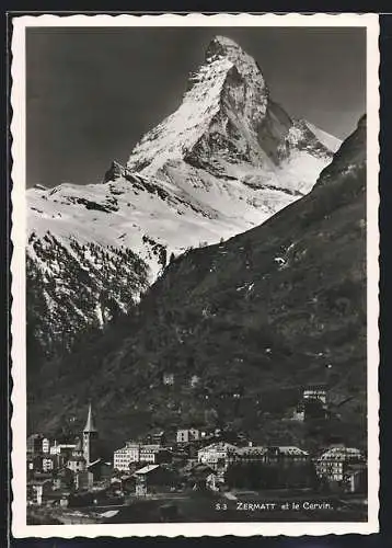 AK Zermatt, Teilansicht mit Blick zum Matterhorn