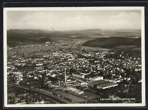 AK Lörrach, Ortsansicht vom Flugzeug aus