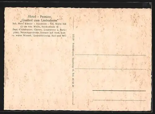 AK Handeloh, Hotel-Pension Gasthof zum Lindenheim, Inh. Hans Körner, Reichsstrasse 3