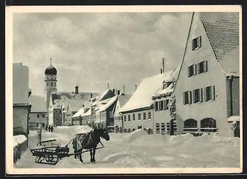 AK Schongau, Münzstrasse im Schnee